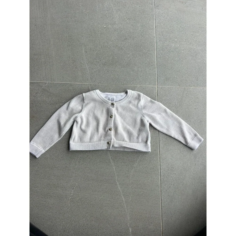Baby Gap Fancy Long Sleeve Cardigan 12-18 Months Gold and Cream